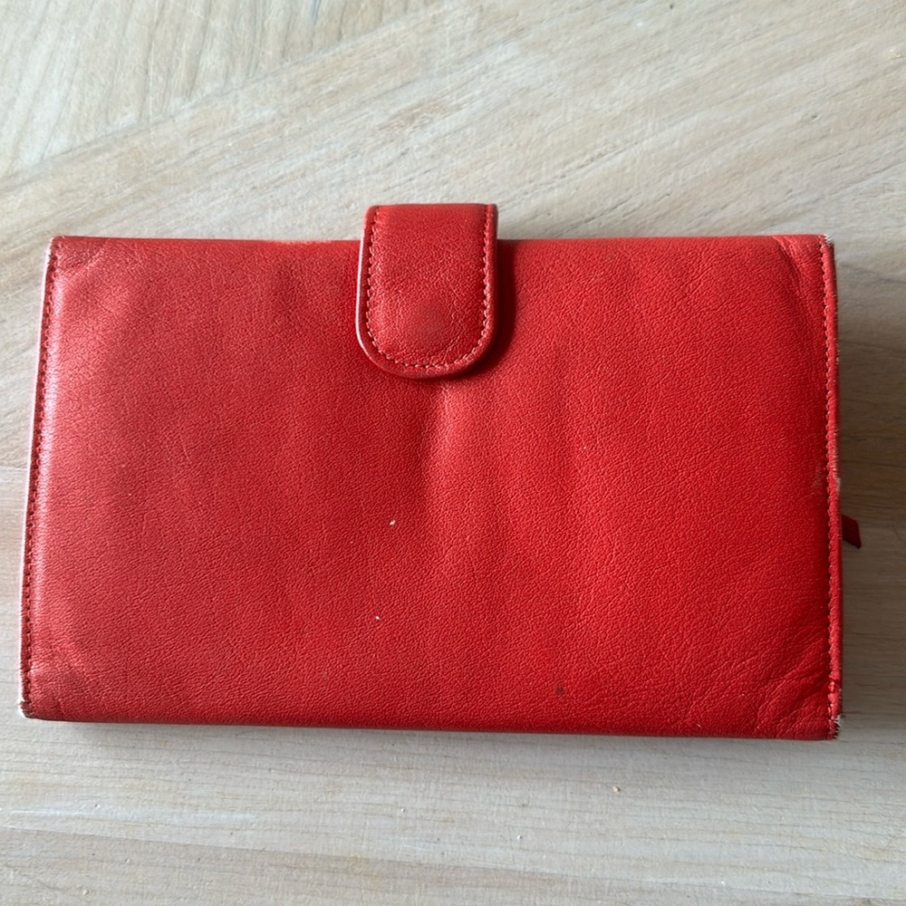 Vintage Mundi red Nappa cowhide leather wallet